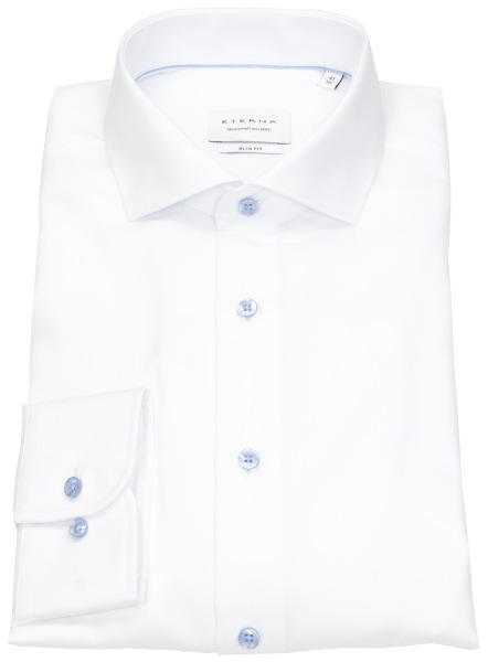 Eterna Hemd - Slim Fit - Cover Shirt - extra blickdicht - Kontrastknöpfe - weiß - 8824 F182 00 