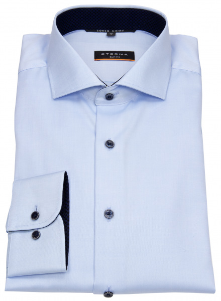 Eterna Hemd - Slim Fit - Cover Shirt - Kontrastknöpfe - hellblau - 8819 F142 10 