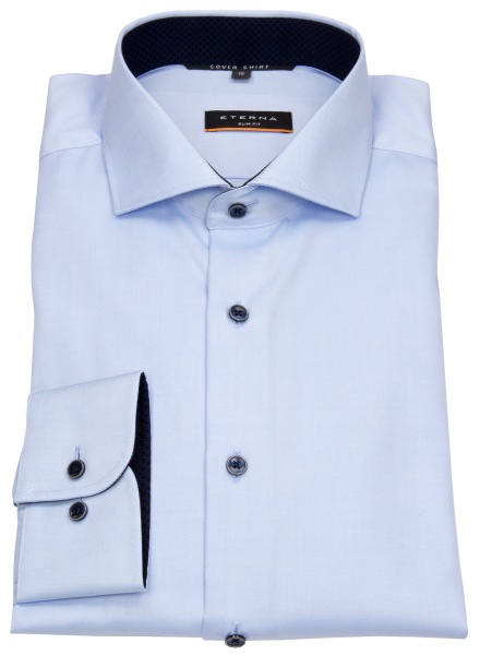 Eterna Hemd - Slim Fit - Cover Shirt - Kontrastknöpfe - hellblau - ohne OVP - 8819 F142 10 
