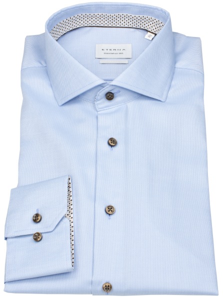Eterna Hemd - Slim Fit - Haifischkragen - Struktur - Kontrastknöpfe - hellblau - 8461 F94V 12 