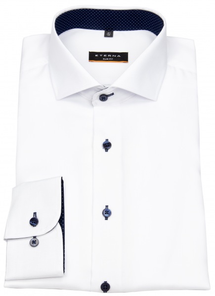 Eterna Hemd - Slim Fit - Oxford - Kontrastköpfe - weiß - 8100 F132 00 