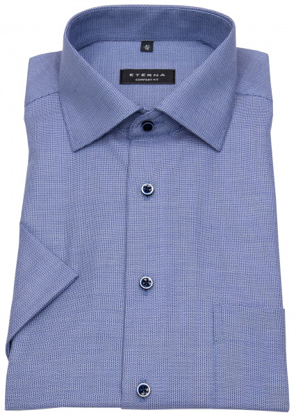 Eterna Kurzarmhemd - Comfort Fit - Kontrastknöpfe - blau - 8204 K169 16 