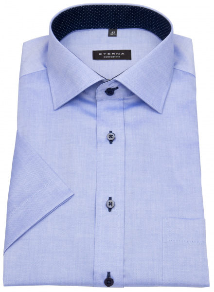 Eterna Kurzarmhemd - Comfort Fit - Oxford - Kontrastknöpfe - hellblau - 8100 K137 12 