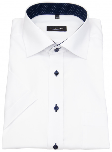 Eterna Kurzarmhemd - Comfort Fit - Oxford - Kontrastknöpfe - weiß - 8100 K137 00 