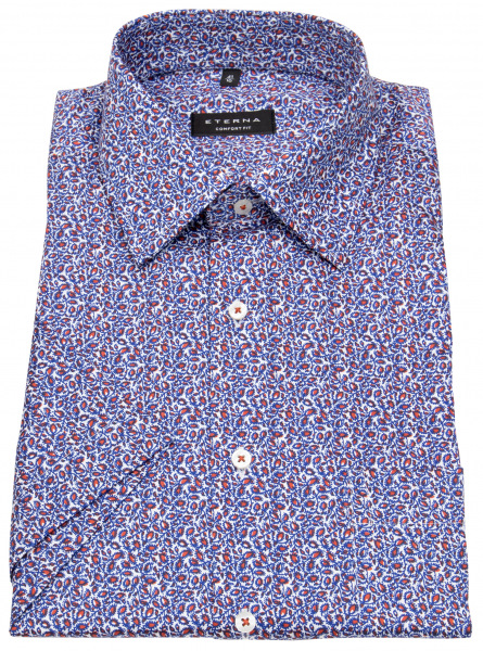 Eterna Kurzarmhemd - Comfort Fit - Print - blau / rot / weiß - 4120 K18E 56 
