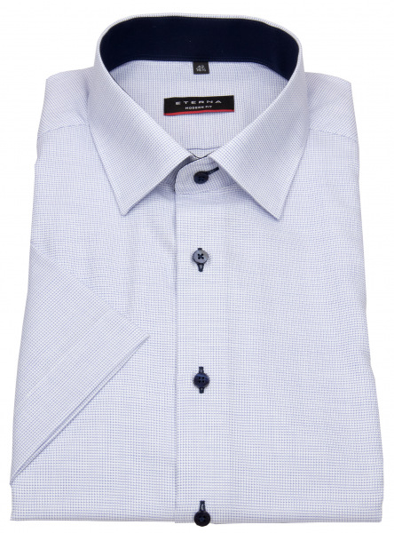 Eterna Kurzarmhemd - Modern Fit - fein kariert - hellblau / weiß - 4671 C14P 11 
