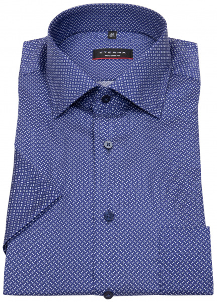 Eterna Kurzarmhemd - Modern Fit - Kentkragen - blau / weiß - 4143 C19K 18 