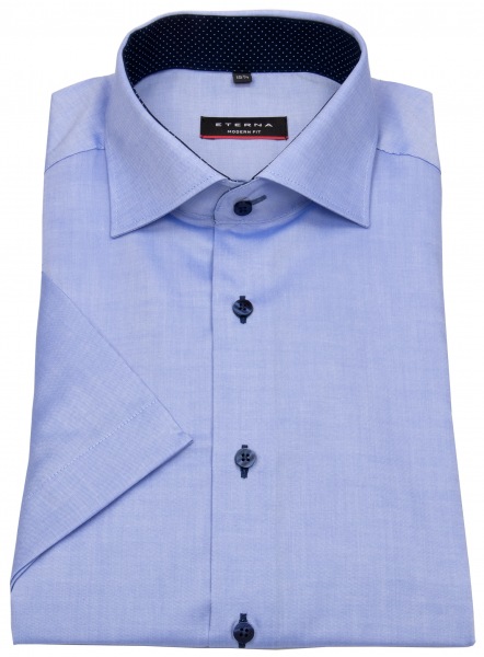 Eterna Kurzarmhemd - Modern Fit - Oxford - Kontrastknöpfe - hellblau - 8100 C13K 12 