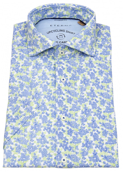 Eterna Kurzarmhemd - Modern Fit - We Care Shirt - hellblau / grün - 3344 WS72 16 