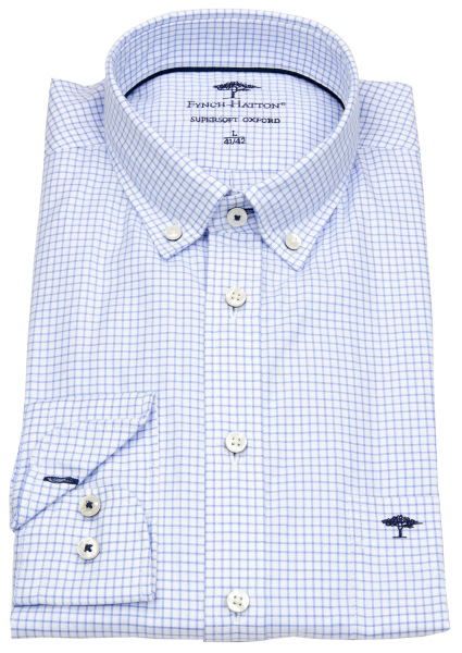 Fynch-Hatton Hemd - Casual Fit - Button Down - Gitterkaro - blau / weiß - ohne OVP - 10005500 5520 