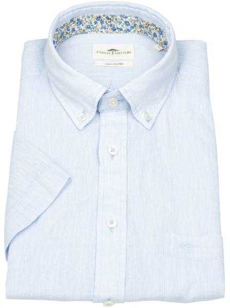 Fynch-Hatton Kurzarmhemd - Casual Fit - Leinen - Button Down Kragen - hellblau - 1505 7001 607 