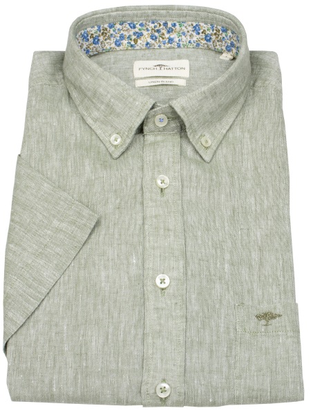 Fynch-Hatton Kurzarmhemd - Casual Fit - Leinen - Button Down Kragen - olivgrün - 1505 7001 729 