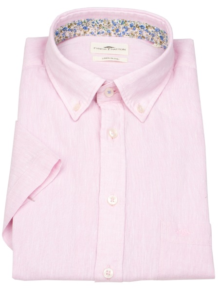 Fynch-Hatton Kurzarmhemd - Casual Fit - Leinen - Button Down Kragen - rosé - 1505 7001 463 