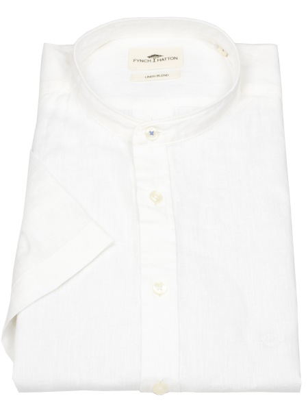 Fynch-Hatton Kurzarmhemd - Casual Fit - Leinen - Stehkragen - weiß - 1505 7008 802 