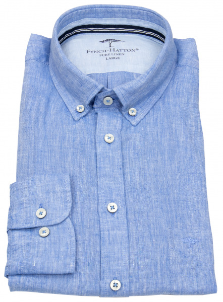 Fynch-Hatton Leinenhemd - Casual Fit - Button Down - blau - 1313 6000 600 