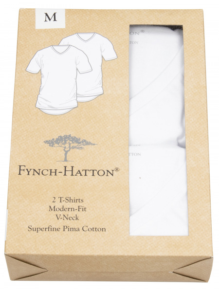 Fynch-Hatton T-Shirt - Doppelpack - Modern Fit - Rundhals - weiß - 0000 1100 000 