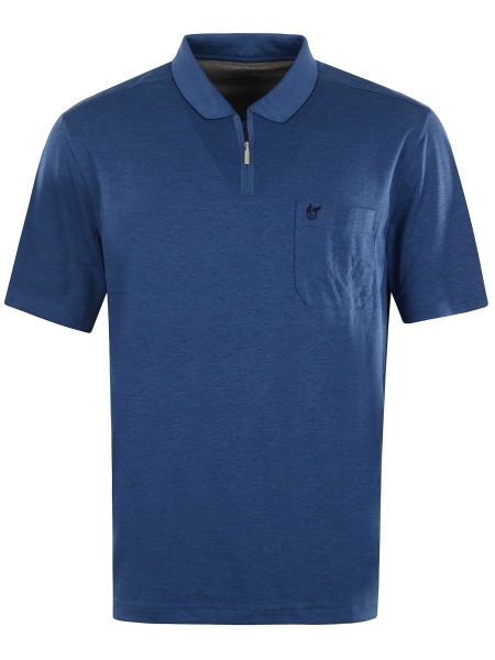 Hajo Poloshirt - Regular Fit - Softknit - Reissverschluss - blau - 20080/3 600 