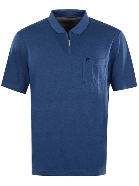 Hajo Poloshirt - Regular Fit - Softknit - Reissverschluss - blau - 20080/2 600 