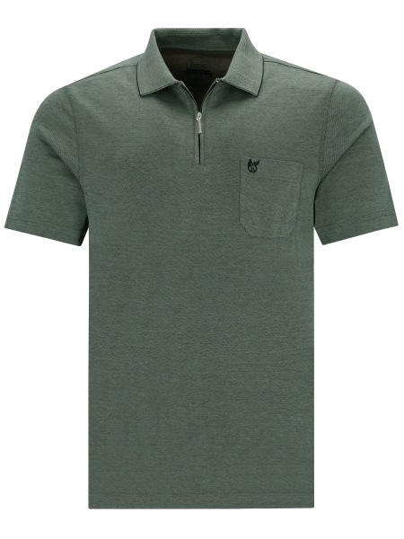 Hajo Poloshirt - Regular Fit - Softknit - Reissverschluss - grün - 20080/3 526 