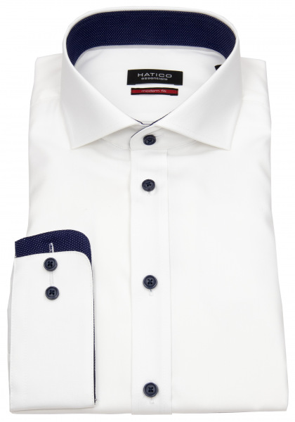 Hatico Hemd - Modern Fit - Patch - Kontrastknöpfe - weiß - 3266-71705 900 