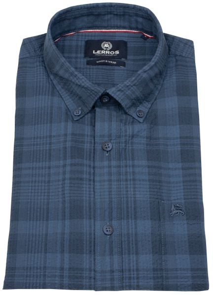 Lerros Kurzarmhemd - Regular Fit - Button Down - kariert - blau - 2532106 443 