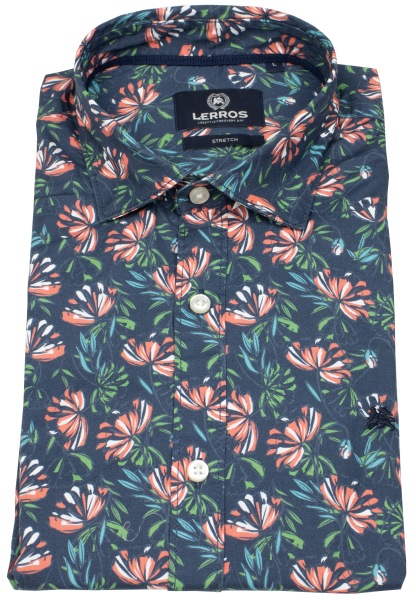 Lerros Kurzarmhemd - Regular Fit - Haifischkragen - florales Muster - mehrfarbig - 2542326 331 