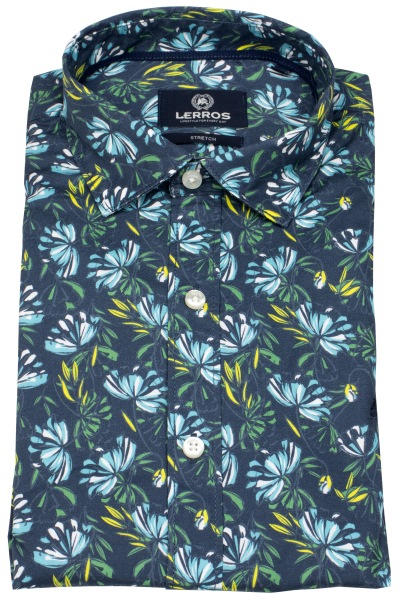Lerros Kurzarmhemd - Regular Fit - Haifischkragen - florales Muster - mehrfarbig - 2542326 456 