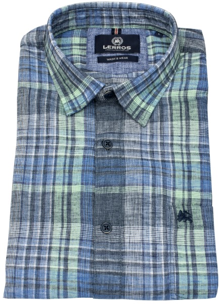 Lerros Kurzarmhemd - Regular Fit - Kentkragen - kariert - blau - 2562041 485 