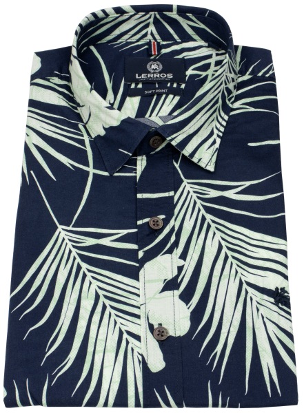 Lerros Kurzarmhemd - Regular Fit - Kentkragen - Print - dunkelblau - 2562043 485 
