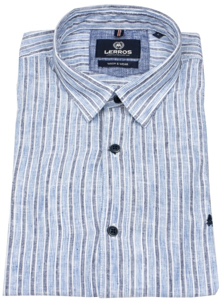 Lerros Kurzarmhemd - Regular Fit - Under Button Down - Streifen - blau / dunkelblau - 2562442 435 
