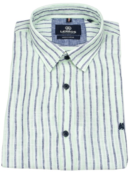 Lerros Kurzarmhemd - Regular Fit - Under Button Down - Streifen - grün / blau - 2562442 616 