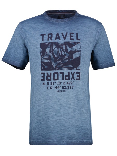 Lerros T-Shirt - Regular Fit - Rundhals - Travel - blau - 2543039 485 