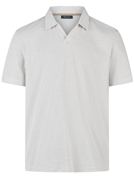 MAERZ Muenchen Poloshirt - Regular Fit - feine Streifen - mit Leinen - beige / weiß - 661101 169 