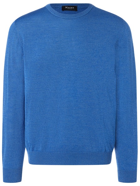 MAERZ Muenchen Pullover - Comfort Fit - Rundhals - Merinowolle - blau - 490500 355 