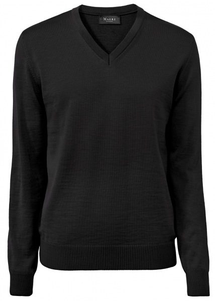 MAERZ Muenchen Pullover - Comfort Fit - V-Ausschnitt - Merinowolle - anthrazit - 490400 591 