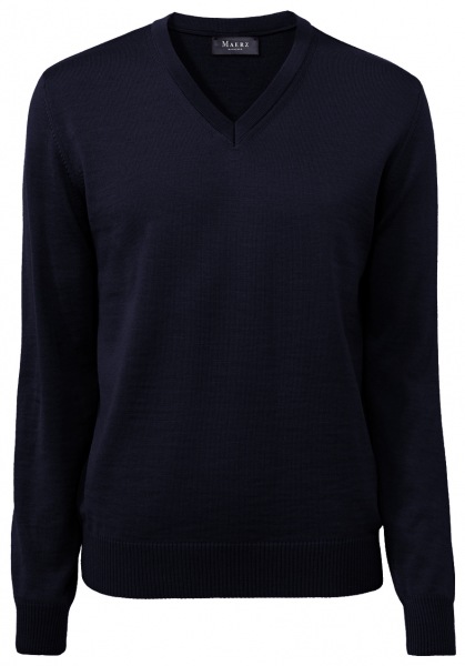 MAERZ Muenchen Pullover - Comfort Fit - V-Ausschnitt - Merinowolle - navy - 490400 399 