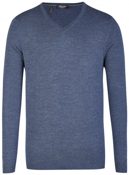 MAERZ Muenchen Pullover - Modern Fit - V-Ausschnitt - blau - 403800 378 