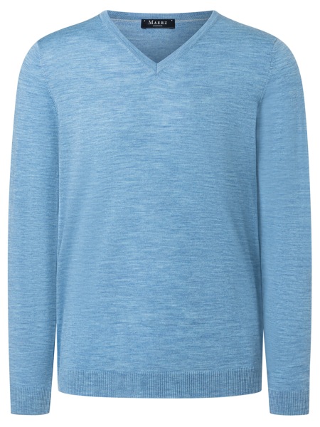 MAERZ Muenchen Pullover - Modern Fit - V-Ausschnitt - blau - 403800 308 