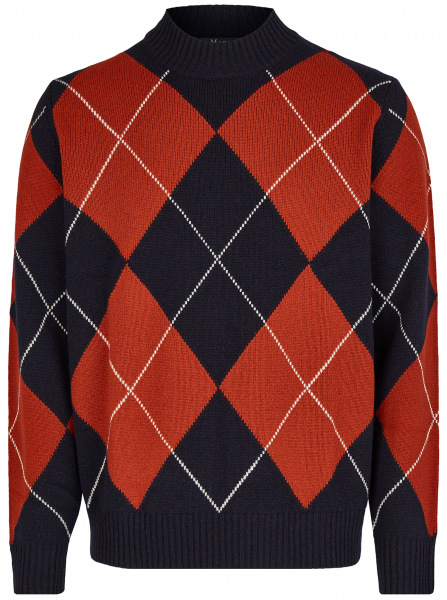 MAERZ Muenchen Pullover - Regular Fit - Schurwolle - blau / rot - 441301 399 