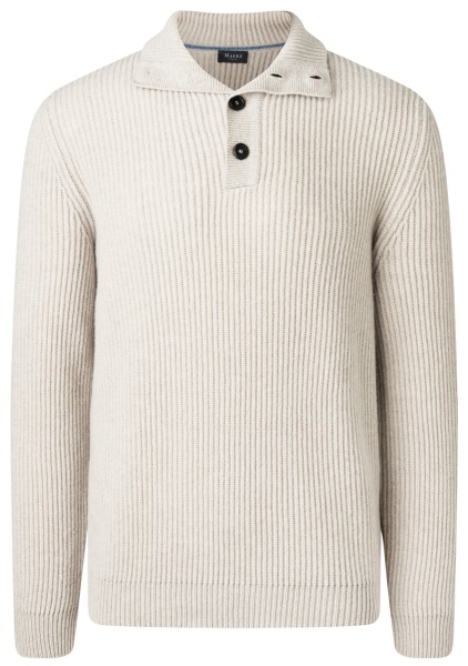 MAERZ Muenchen Pullover - Regular Fit - Troyer - Schurwolle - helles beige - 427800 527 