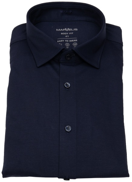 Marvelis Hemd - Body Fit - Easy To Wear Jersey - dunkelblau - 7562 84 18 