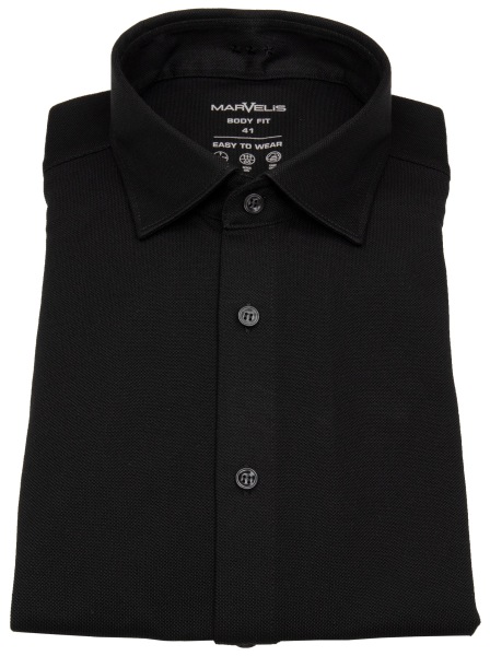 Marvelis Hemd - Body Fit - Easy To Wear Jersey - schwarz - ohne OVP - 7564 84 68 