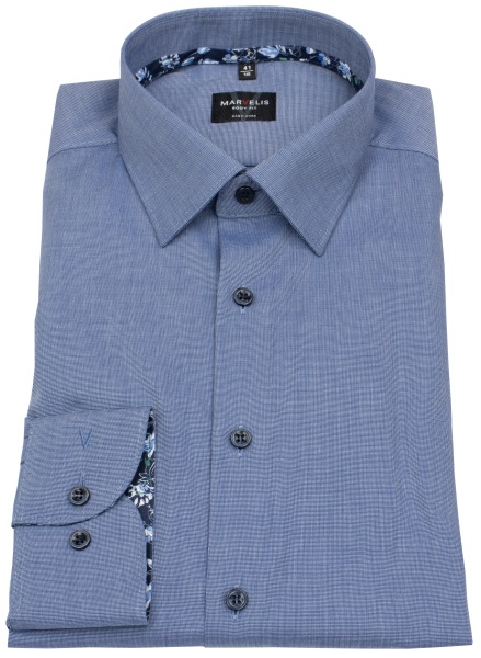 Marvelis Hemd - Body Fit - Kentkragen - Kontrastknöpfe - blau - ohne OVP - 7500 74 14 