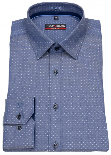 Marvelis Hemd - Body Fit - Kontrastknöpfe - blau / weiß - extra langer 69cm Arm - 7508 29 18 
