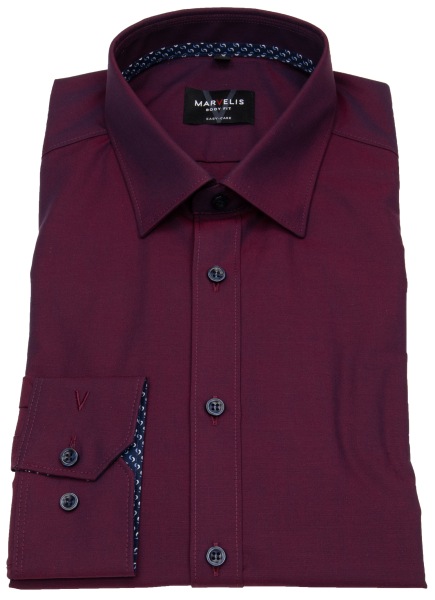 Marvelis Hemd - Body Fit - Patch - Chambray - Kontrastknöpfe - rot - 7514 44 39 