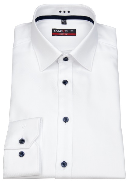 Marvelis Hemd - Body Fit - Patch - Twill - extra blickdicht - weiß - ohne OVP - 7579 64 00 