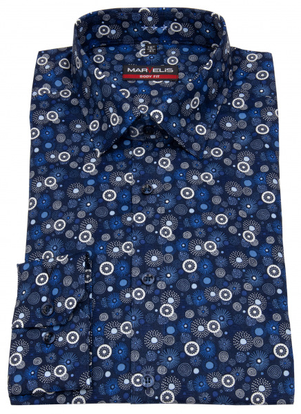 Marvelis Hemd - Body Fit - Print - dunkelblau / weiß - 7542 74 18 