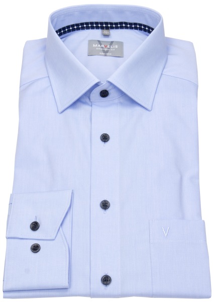 Marvelis Hemd - Comfort Fit - Kentkragen - Kontrastknöpfe - hellblau - 7011 44 11 