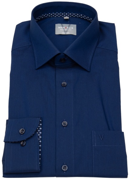 Marvelis Hemd - Comfort Fit - Kentkragen - Patch - dunkelblau - 7002 44 16 