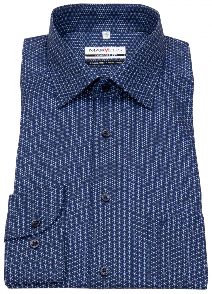 Marvelis Hemd - Comfort Fit - Print - dunkelblau / weiß - 7088 34 18 